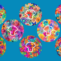 HIPPIE FLOWERS - 8 PATCH SET - MEDTRONIC GUARDIAN OVERLAYS WITH CUT-OUT FOR USE WITH DECK MY DIABETES GRIPSHIELD