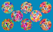HIPPIE FLOWERS - 8 PATCH SET - MEDTRONIC GUARDIAN OVERLAYS WITH CUT-OUT FOR USE WITH DECK MY DIABETES GRIPSHIELD