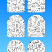 "COLOR MY JOURNEY" KAWAII SWEETS PATTERN - 6 PATCH SET OF OMNIPOD OVERLAYS WITH CUT-OUTS