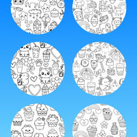 "COLOR MY JOURNEY" KAWAII SWEETS PATTERNS - 6 PATCH SET OF LIBRE 3 OR MEDTRONIC INSTINCT OVERLAYS WITH CUT-OUTS