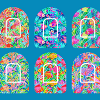 LILY PULITZER INSPIRED FRIENDS WITH FINS  - 6 PATCH SET
