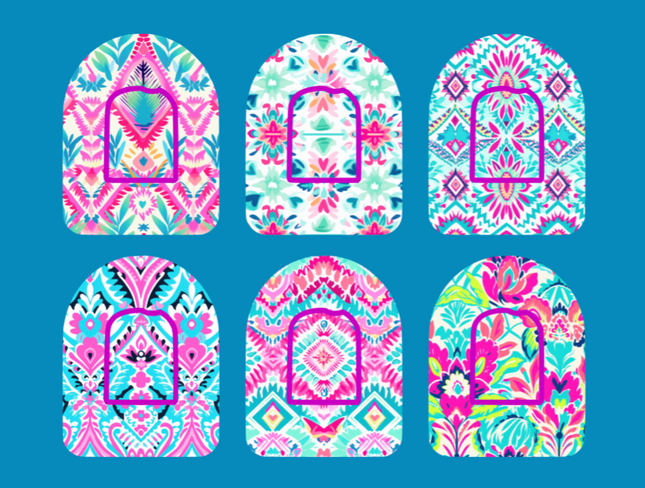 PREPPY PASTEL PATTERNS - 6 PATCH SET - OMNIPOD OVERLAYS