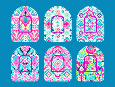 PREPPY PASTEL PATTERNS - 6 PATCH SET - OMNIPOD OVERLAYS