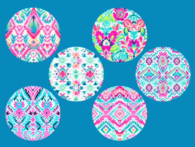 PREPPY PASTEL PATTERNS  - 6 PATCH SET - SOLID OVERLAY