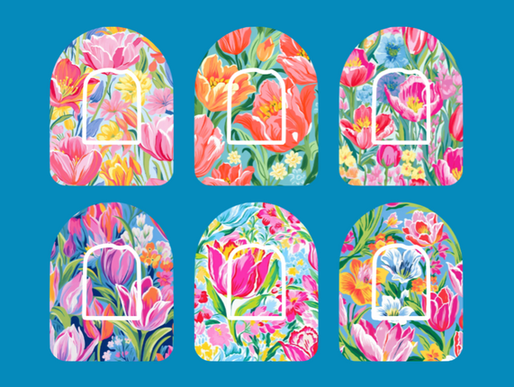 PREPPY TULIPS & LILIES - 6 PATCH SET - OMNIPOD OVERLAYS