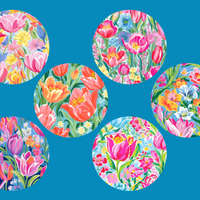 PREPPY TULIPS & LILIES  - 6 PATCH SET - LARGE SOLID OVERLAYS