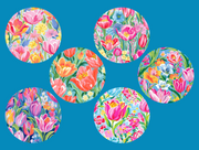 PREPPY TULIPS & LILIES  - 6 PATCH SET - LARGE SOLID OVERLAYS