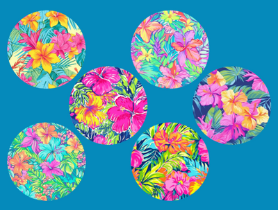 LILY PULITZER INSPIRED TROPICAL FLOWERS  - 6 PATCH SET