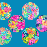 TROPICAL FLOWERS - 6 PATCH SET FOR THE SUGARSHIELD™ CASE BY DECK MY DIABETES for TANDEM MOBI™ INSULIN PUMP