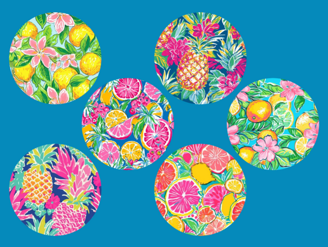 LILY PULITZER INSPIRED TROPICAL FRUIT  - 6 PATCH SET