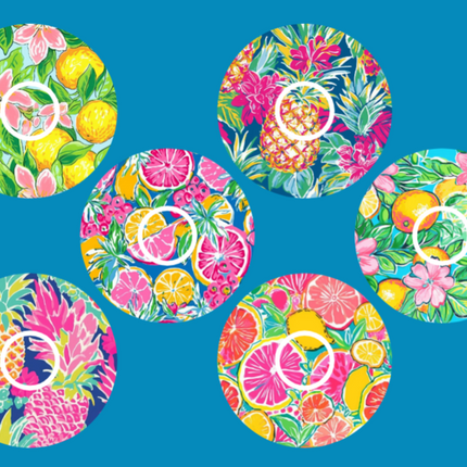 LILY PULITZER INSPIRED TROPICAL FRUIT  - 6 PATCH SET