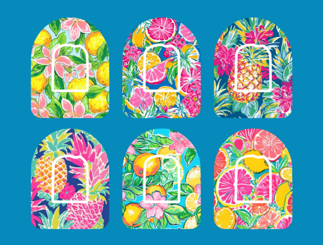 PREPPY TROPICAL FRUIT - 6 PATCH SET - OMNIPOD OVERLAYS