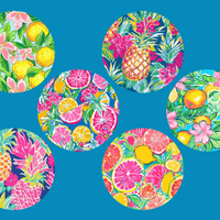 TROPICAL FRUIT - 6 PATCH SET FOR THE SUGARSHIELD™ CASE BY DECK MY DIABETES for TANDEM MOBI™ INSULIN PUMP