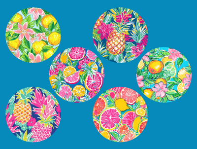 TROPICAL FRUIT - 6 PATCH SET FOR THE SUGARSHIELD™ CASE BY DECK MY DIABETES for TANDEM MOBI™ INSULIN PUMP
