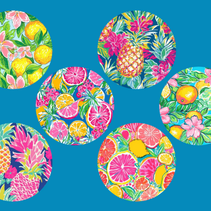 LILY PULITZER INSPIRED TROPICAL FRUIT  - 6 PATCH SET