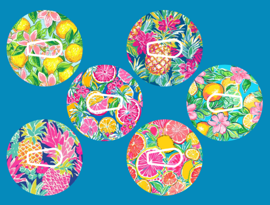 PREPPY TROPICAL FRUIT - 6 PATCH SET  -  DEXCOM G6 OVERLAYS