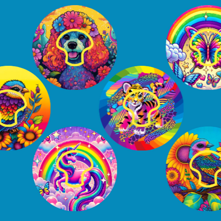 LISA FRANK INSPIRED BRIGHTS - 9 PATCH SET - MEDTRONIC GUARDIAN  OVERLAYS