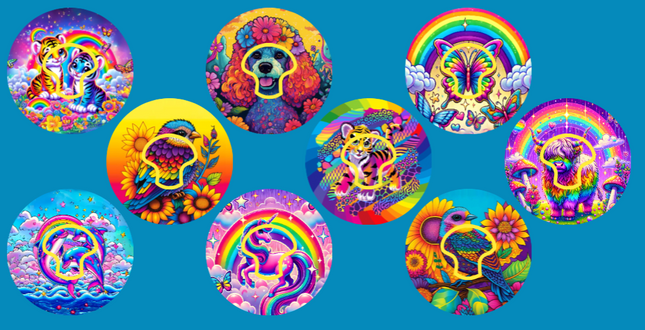 LISA FRANK INSPIRED BRIGHTS - 9 PATCH SET - MEDTRONIC GUARDIAN  OVERLAYS