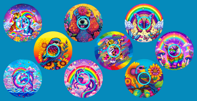 LISA FRANK INSPIRED BRIGHTS - 9 PATCH SET - LIBRE 2