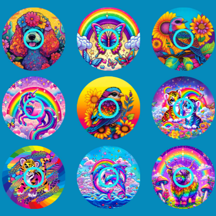 LISA FRANK INSPIRED BRIGHTS - 9 PATCH SET  - LIBRE 3 OVERLAYS