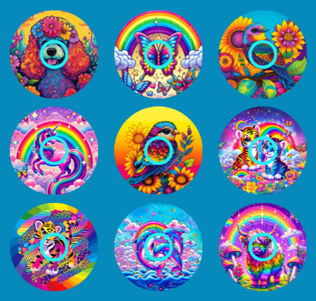 LISA FRANK INSPIRED BRIGHTS - 9 PATCH SET - INFUSION SET OVERLAYS