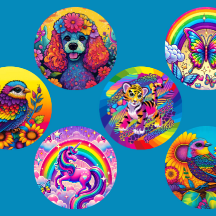 LISA FRANK INSPIRED BRIGHTS - 9 PATCH SET - LARGE SOLID OVERLAYS