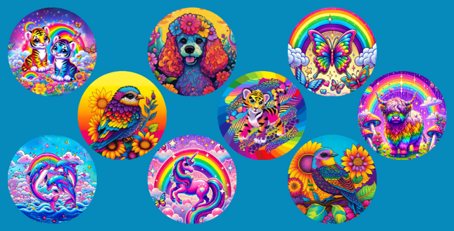 LISA FRANK INSPIRED BRIGHTS - 9 PATCH SET - LARGE SOLID OVERLAYS