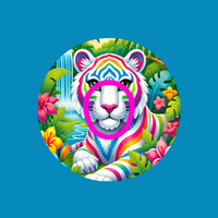BRIGHT STRIPES WHITE TIGER - LISA FRANK INSPIRED - DEXCOM G7 OR DEXCOM STELO OVERLAY