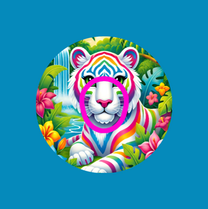 BRIGHT STRIPES WHITE TIGER - LISA FRANK INSPIRED - DEXCOM G7 OR DEXCOM STELO OVERLAY