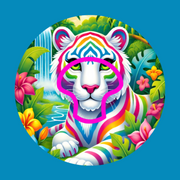 BRIGHT STRIPES WHITE TIGER - LISA FRANK INSPIRED - MEDTRONIC GUARDIAN OVERLAYS WITH CUT-OUT FOR USE WITH DECK MY DIABETES GRIPSHIELD