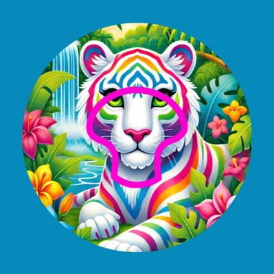 BRIGHT STRIPES WHITE TIGER - LISA FRANK INSPIRED - MEDTRONIC GUARDIAN OVERLAYS WITH CUT-OUT FOR USE WITH DECK MY DIABETES GRIPSHIELD