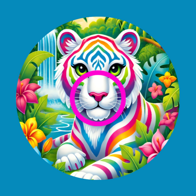 BRIGHT STRIPES WHITE TIGER - LISA FRANK INSPIRED  -  LIBRE 2 OVERLAY