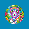 BRIGHT STRIPES WHITE TIGER - LISA FRANK INSPIRED - LIBRE 3 OVERLAY