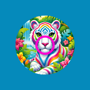 BRIGHT STRIPES WHITE TIGER - LISA FRANK INSPIRED - LIBRE 3 OVERLAY
