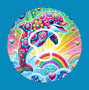 CRYSTAL BRIGHT DOLPHIN - LISA FRANK INSPIRED - MEDTRONIC GUARDIAN OVERLAYS WITH CUT-OUT FOR USE WITH DECK MY DIABETES GRIPSHIELD