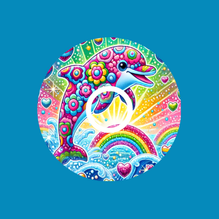 CRYSTAL BRIGHT DOLPHIN - LISA FRANK INSPIRED - LIBRE 3 OVERLAY