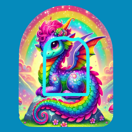 SPARKLING DRAGON - LISA FRANK INSPIRED -  OMNIPOD OVERLAY