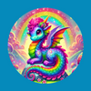 SPARKLING DRAGON - LISA FRANK INSPIRED - LARGE SOLID OVERLAY