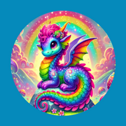 SPARKLING DRAGON - LISA FRANK INSPIRED - LARGE SOLID OVERLAY