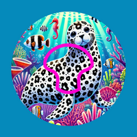 WHITE SPOTTED SEAL - LISA FRANK INSPIRED - MEDTRONIC GUARDIAN OVERLAYS WITH CUT-OUT FOR USE WITH DECK MY DIABETES GRIPSHIELD