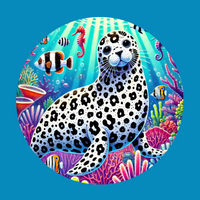 WHITE SPOTTED SEAL - LISA FRANK INSPIRED - LARGE SOLID OVERLAY