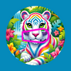 BRIGHT STRIPES WHITE TIGER - LISA FRANK INSPIRED -  DEXCOM G6 OVERLAY