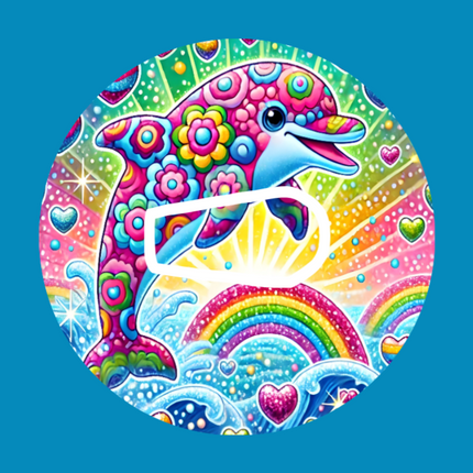 CRYSTAL BRIGHT DOLPHIN - LISA FRANK INSPIRED -  DEXCOM G6 OVERLAY