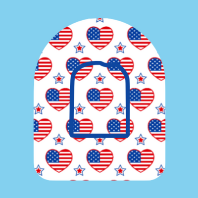 LOVE STARS AND STRIPES PATTERN -  OMNIPOD OVERLAY