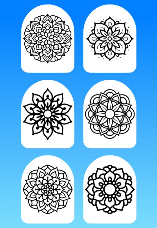 "COLOR MY JOURNEY" MANDALA - 6 PATCH SET OF OMNIPOD OVERLAYS WITH CUT-OUTS