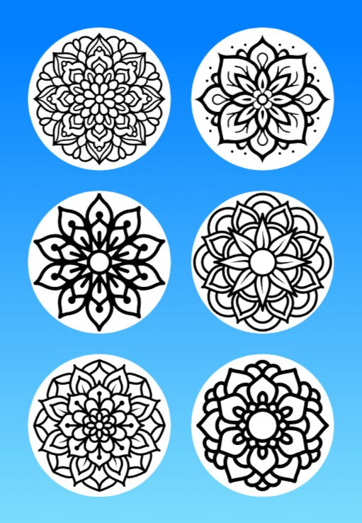 "COLOR MY JOURNEY" MANDALA - 6 PATCH SET OF LIBRE 3 OR MEDTRONIC INSTINCT OVERLAYS WITH CUT-OUTS