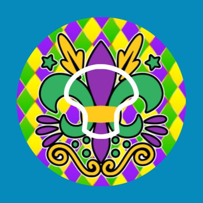 MARDI GRAS FLEUR DE LIS - MEDTRONIC GUARDIAN OVERLAYS WITH CUT-OUT FOR USE WITH DECK MY DIABETES GRIPSHIELD