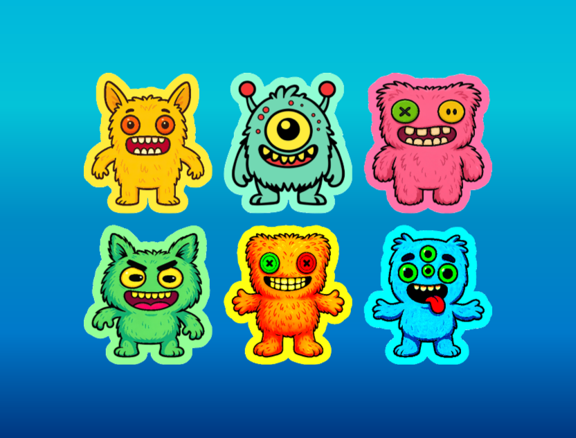 MONSTER STUFFIES OVERLAYS - 6 PATCH SETS