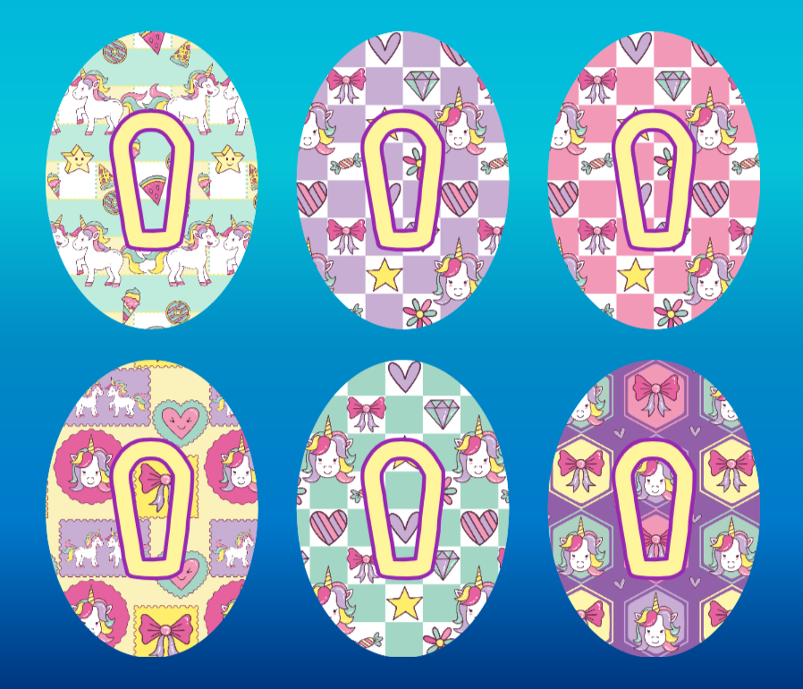 MY MAGICAL UNICORN PATTERNS - 6 PATCH SET - DEXCOM G6 OVERLAYS WITH CU ...