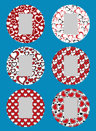 OUR HEARTS WILL GO ON & ON - VALENTINE PATTERNS - 6 PATCH SET - FOR THE SUGARSHIELD™ CASE BY DECK MY DIABETES for TANDEM MOBI™ INSULIN PUMP